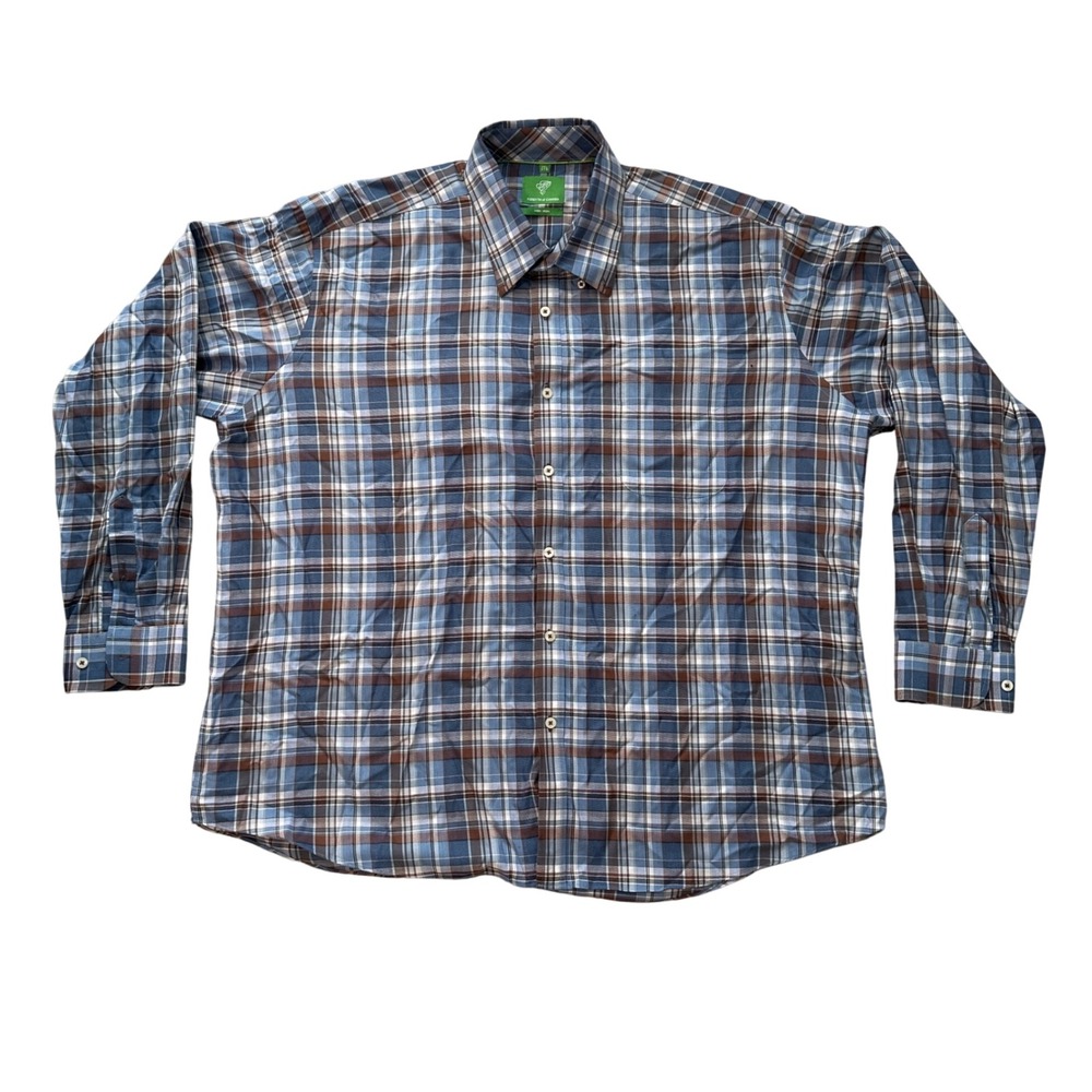 Forsyth of Canada Plaid Shirt Non Iron Button Down Long Sleeve Men's Size 2XL
